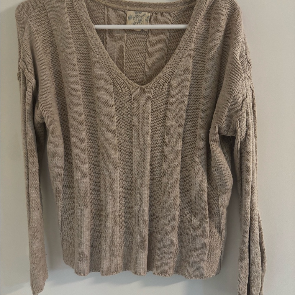 V-Neck Beige Sweater